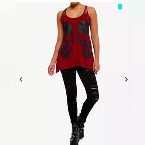 Women's Red Skull Graphic Tank Top